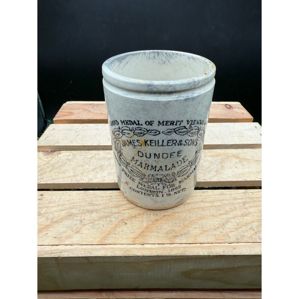 Antique James Keiller &Sons Dundee Marmalade Stoneware Jar-Prize 1862 - Picture 2 of 10